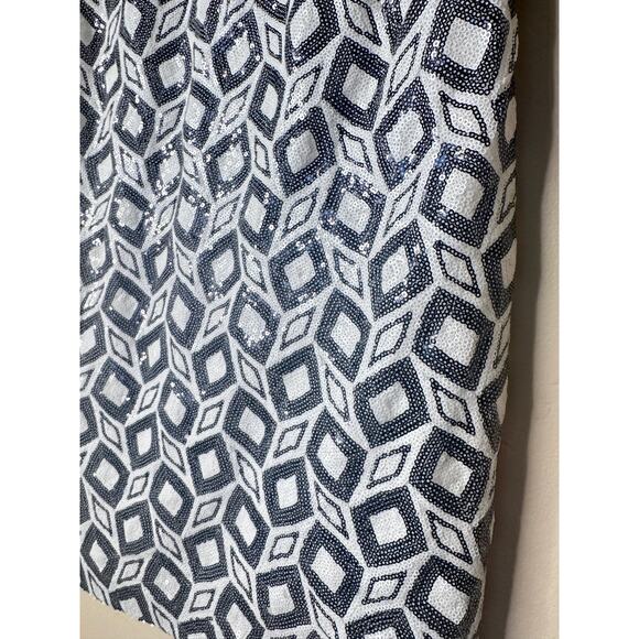 Banana Republic Monogram Black and White Geo Pattern Sequin Shift Dress - Picture 5 of 8